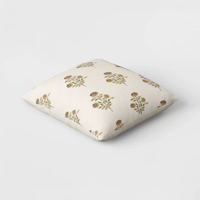 Block Print Floral Square Throw Pillow - Threshold™ 2 Block Print Floral Square Throw Pillow - Threshold™ - Image 2