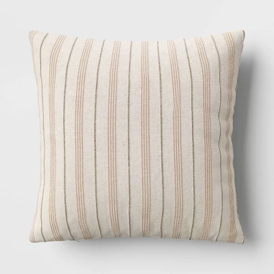 Cotton Flax Woven Striped Square Throw Pillow - Threshold™ 4 Cotton Flax Woven Striped Square Throw Pillow - Threshold™ - Image 4