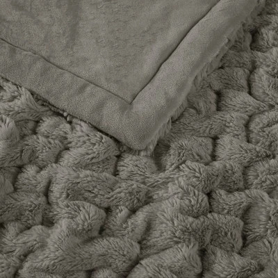 50"x60" Ruched Faux Fur Throw Blanket - Madison Park 4 50"x60" Ruched Faux Fur Throw Blanket - Madison Park - Image 4