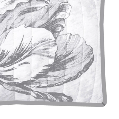 Standard Merian Tulip Sham Gray/White - New York Botanical Garden 2 Standard Merian Tulip Sham Gray/White - New York Botanical Garden - Image 2