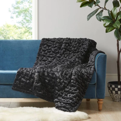 50"x60" Ruched Faux Fur Throw Blanket - Madison Park 14 50"x60" Ruched Faux Fur Throw Blanket - Madison Park - Image 14