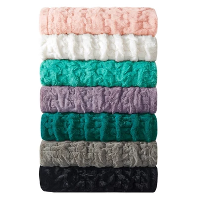 50"x60" Ruched Faux Fur Throw Blanket - Madison Park 3 50"x60" Ruched Faux Fur Throw Blanket - Madison Park - Image 3