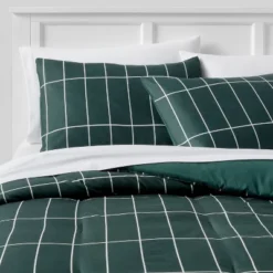 Grid Print Microfiber Reversible Comforter & Sheet Set Dark Green - Room Essentials™ 15 Grid Print Microfiber Reversible Comforter & Sheet Set Dark Green - Room Essentials™ -Premium Bedding Store GUEST 52658d90 442c 4f77 95f8 b9cc7e5b7e67