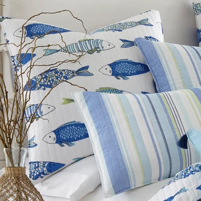 Catalina Fish Quilted Euro Sham - 2pk - Levtex Home 1 Catalina Fish Quilted Euro Sham - 2pk - Levtex Home