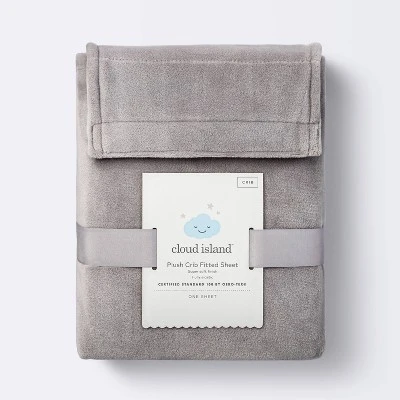 Plush Polyester Spandex Fitted Crib Sheet - Solid Gray - Cloud Island™ 3 Plush Polyester Spandex Fitted Crib Sheet - Solid Gray - Cloud Island™ - Image 3