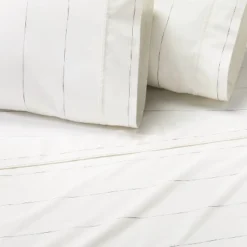 Cotton Percale Thin Stripe Sheet Set Sour Cream/Railroad Gray - Hearth & Hand™ With Magnolia 3 Cotton Percale Thin Stripe Sheet Set Sour Cream/Railroad Gray - Hearth & Hand™ With Magnolia -Premium Bedding Store GUEST 6b3e4cda 653d 446c 9ba0 a19e1a52f176