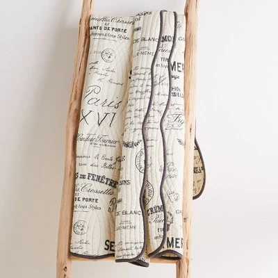 Histoire Script Quilted Throw - Levtex Home 2 Histoire Script Quilted Throw - Levtex Home - Image 2