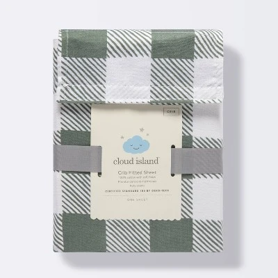 Fitted Crib Sheet - Cloud Island™ Green Gingham 4 Fitted Crib Sheet - Cloud Island™ Green Gingham - Image 4