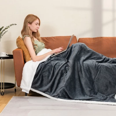 Tangkula 50" X 60" Heated Electric Reversible Fleece Blanket Blanket Throw W/ 10 Heat Levels, 9 Hours Auto Shut-Off, Overheat Protection Gray 2 Tangkula 50" X 60" Heated Electric Reversible Fleece Blanket Blanket Throw W/ 10 Heat Levels, 9 Hours Auto Shut-Off, Overheat Protection Gray - Image 2