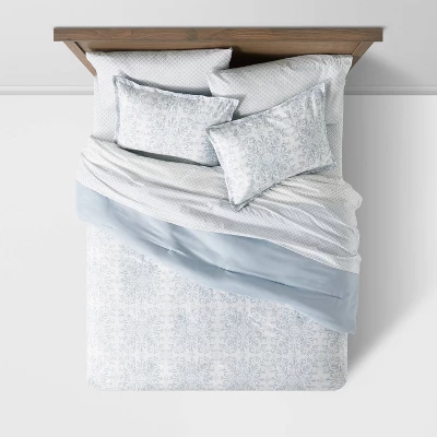 7pc Medallion Comforter Bedding Set With Sheets Blue - Threshold™ 2 7pc Medallion Comforter Bedding Set With Sheets Blue - Threshold™ - Image 2