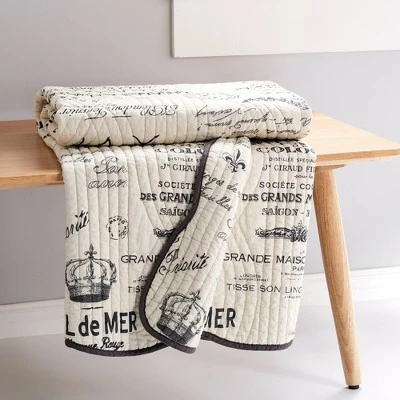 Histoire Script Quilted Throw - Levtex Home -Premium Bedding Store GUEST 88af1b9c 4fa3 4132 a40b 37d7b612679d