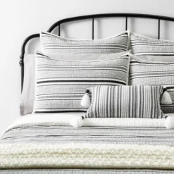 Textured Stripe Pillow Sham Dark Gray/Cream - Hearth & Hand With Magnolia 7 Textured Stripe Pillow Sham Dark Gray/Cream - Hearth & Hand With Magnolia -Premium Bedding Store GUEST a0f8fe96 7ab4 46c3 ad09 b2250acbb400