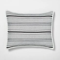 Textured Stripe Pillow Sham Dark Gray/Cream - Hearth & Hand With Magnolia 8 Textured Stripe Pillow Sham Dark Gray/Cream - Hearth & Hand With Magnolia -Premium Bedding Store GUEST b0608181 3b6d 4688 8af4 76eb9e213a88