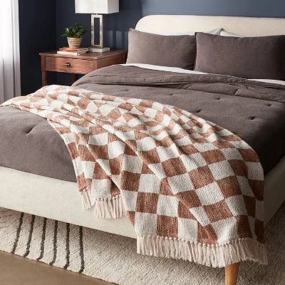 60"x80" Woven Cotton Checkered Bed Throw - Threshold™ -Premium Bedding Store GUEST c1c3fabe ecff 49f7 9bea c7095211af79