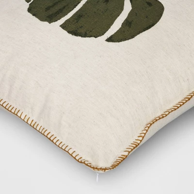 Printed Pumpkin With Blanket Stitch Edge Square Throw Pillow Light Beige - Threshold™ 3 Printed Pumpkin With Blanket Stitch Edge Square Throw Pillow Light Beige - Threshold™ - Image 3