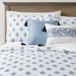 5pc Block Print With Border Comforter Bedding Set White/Blue - Threshold™ 13 5pc Block Print With Border Comforter Bedding Set White/Blue - Threshold™ -Premium Bedding Store GUEST ddc8a001 aa3a 4790 aed4 861077adb88d