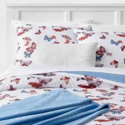 Butterfly Print Microfiber Decorative Bed Set With Throw Blue/Red/White - Room Essentials™ 13 Butterfly Print Microfiber Decorative Bed Set With Throw Blue/Red/White - Room Essentials™ -Premium Bedding Store GUEST e00afba5 a714 4928 90f7 d5171afd96c9