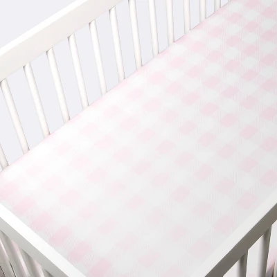 Polyester Rayon Jersey Fitted Crib Sheet - Cloud Island™ Pink Gingham 2 Polyester Rayon Jersey Fitted Crib Sheet - Cloud Island™ Pink Gingham - Image 2