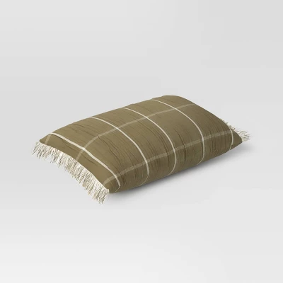 Oversized Cotton Gauze Grid Lumbar Throw Pillow Olive Green - Threshold™ 2 Oversized Cotton Gauze Grid Lumbar Throw Pillow Olive Green - Threshold™ - Image 2