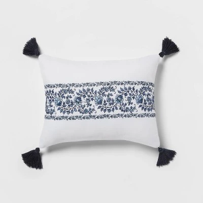 5pc Block Print With Border Comforter Bedding Set White/Blue - Threshold™ 6 5pc Block Print With Border Comforter Bedding Set White/Blue - Threshold™ - Image 6