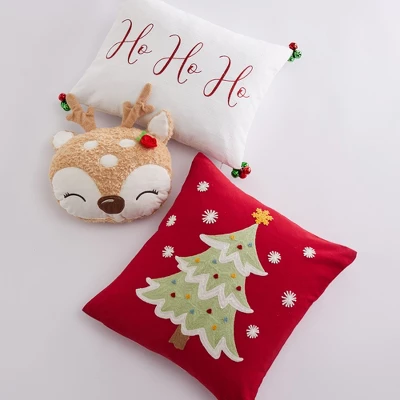 Comet & Cupid Holiday Decorative Pillow Beige - Merry & Bright 1 Comet & Cupid Holiday Decorative Pillow Beige - Merry & Bright